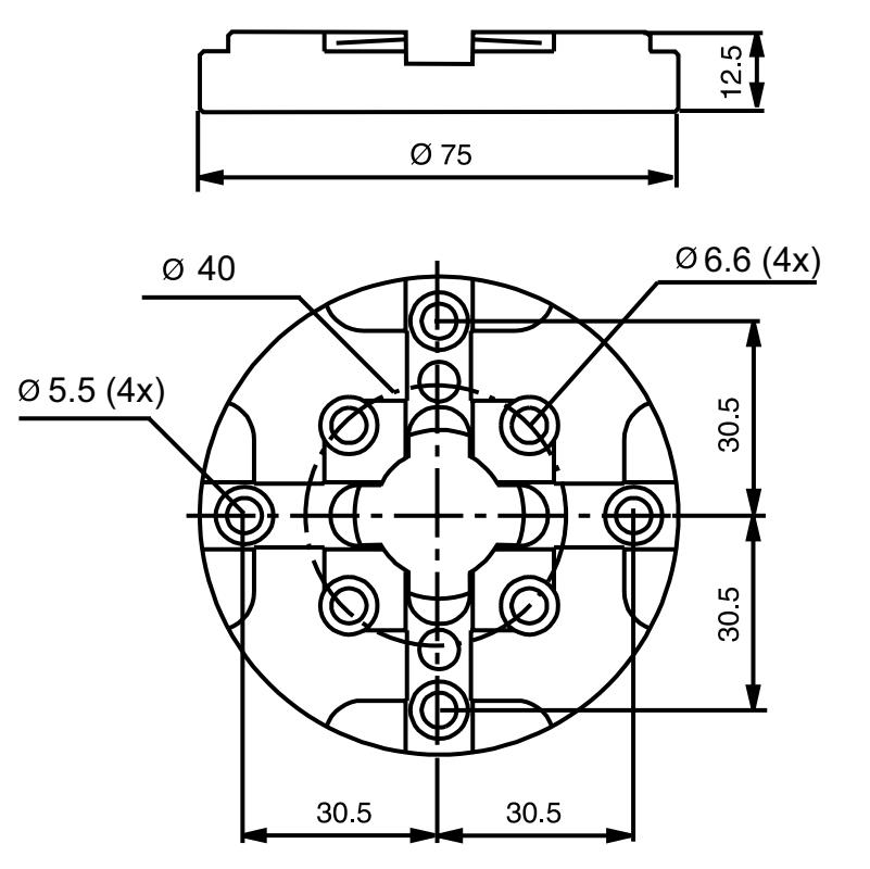 System 3R compatible Pallet Ø75 mm Reference element Ø75 mm 3R-651.75E-P